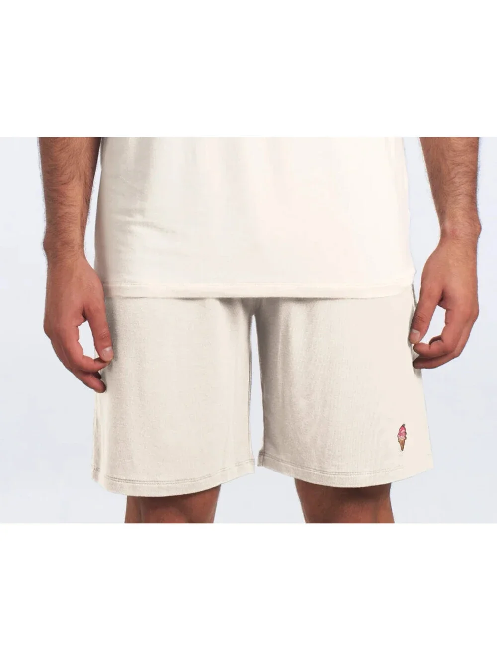 Jared Lang XL Pajama Shorts White Ice Cream Embroidered Viscose JSH-4106